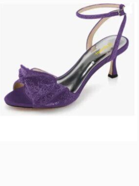 Milooey shoes Purple Glitter Rhinestone Bow Crystal Ankle Strap High Heel Sandal